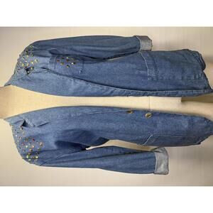 Vintage 80's Cherokee Brand Denim Sequin Blazer Jacket  Medium